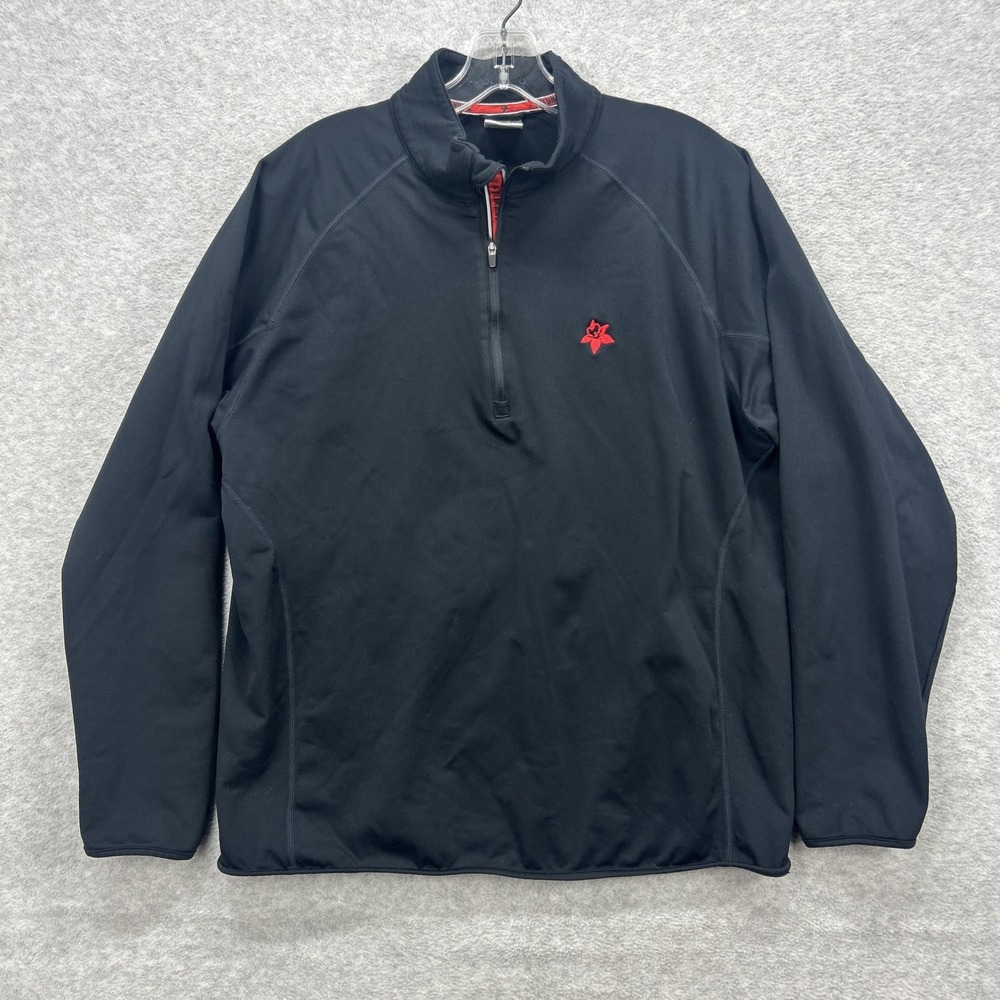 Level Wear‎ 1/4 Zip Sweater Mens Large Black Columbine Flower Performance Golf